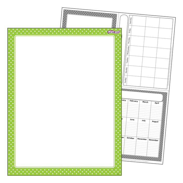 T27333 Wipe Off Chart Polka Dots Lime