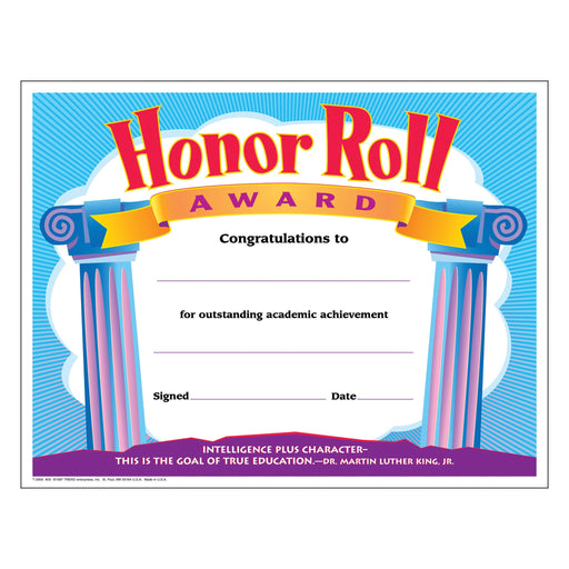 T2959 Award Certificate Honor Roll
