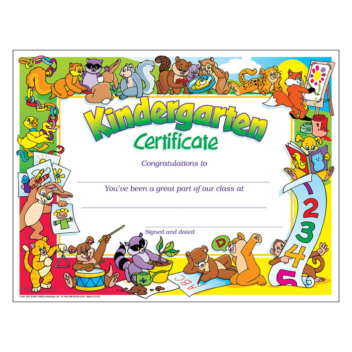 T343 Award Kindergarten Certificate