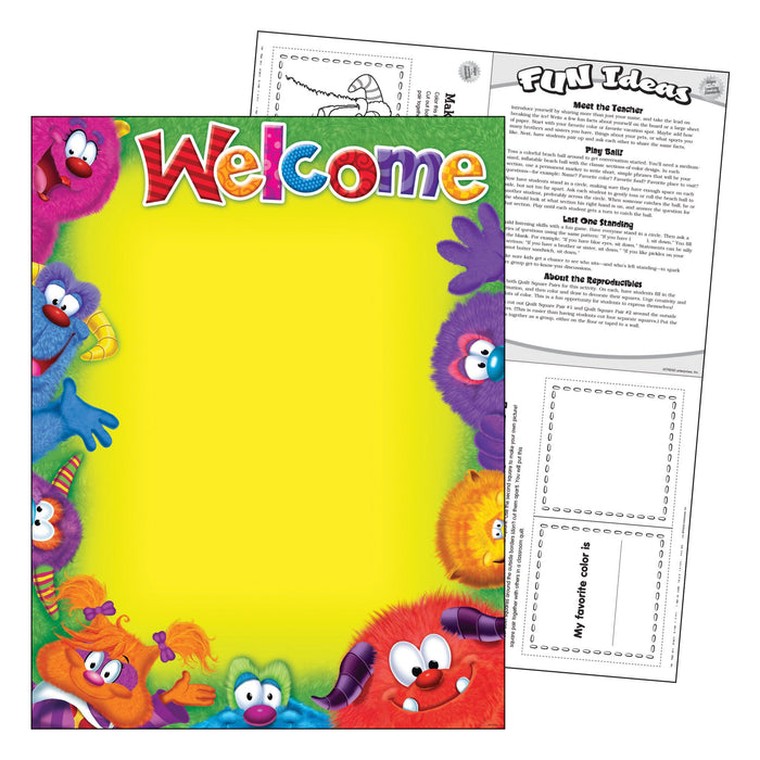 T38431 Learning Chart Welcome Furry Monster Friends