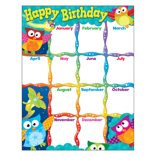 T38452 Learning Chart Happy Birthday Owl Stars