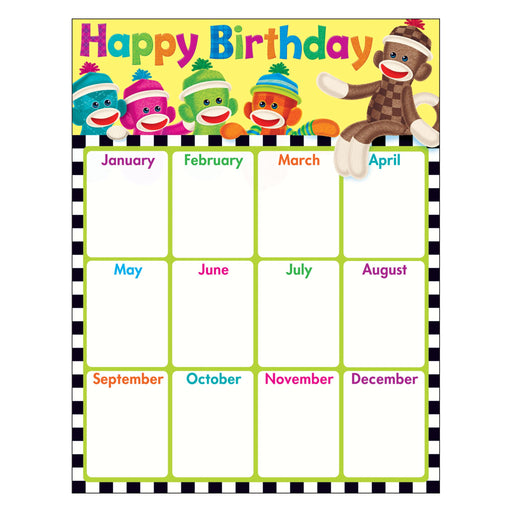 T38471 Learning Chart Birthday Sock Monkey