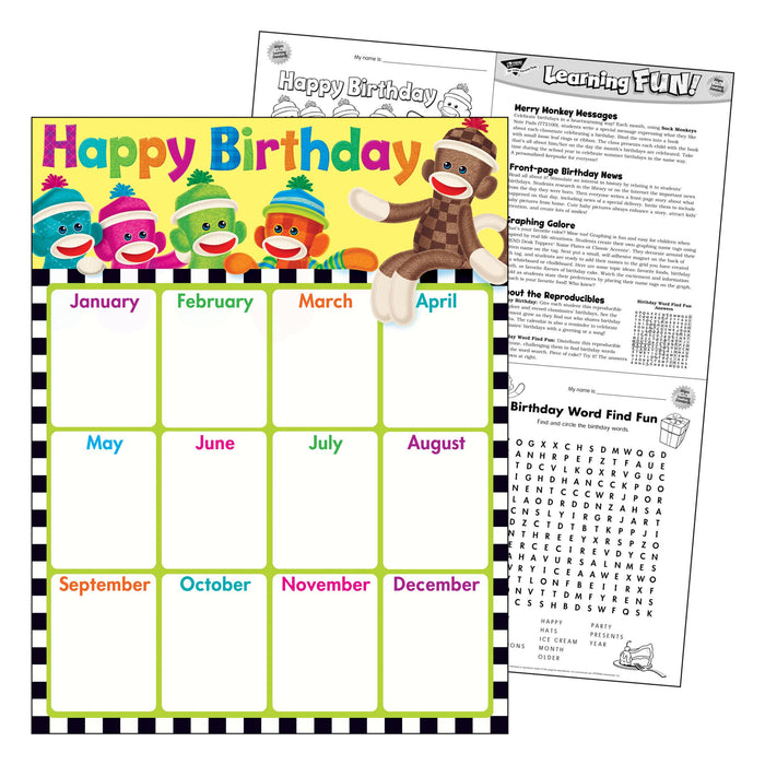 T38471 Learning Chart Birthday Sock Monkey