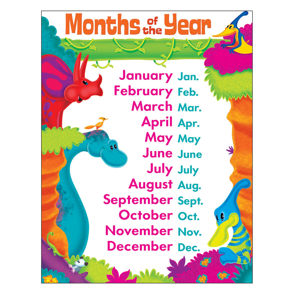 T38482 Learning Chart Month Year Dinosaur Pals
