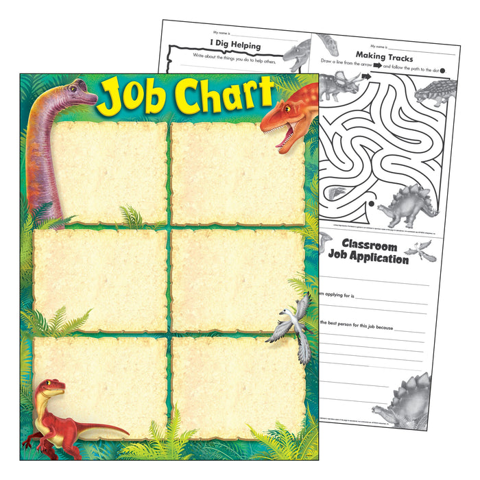 T38492 Learning Chart Realistic Dinosaurs
