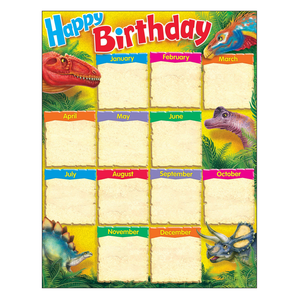 T38494 Learning Chart Birthday Realistic Dinosaurs