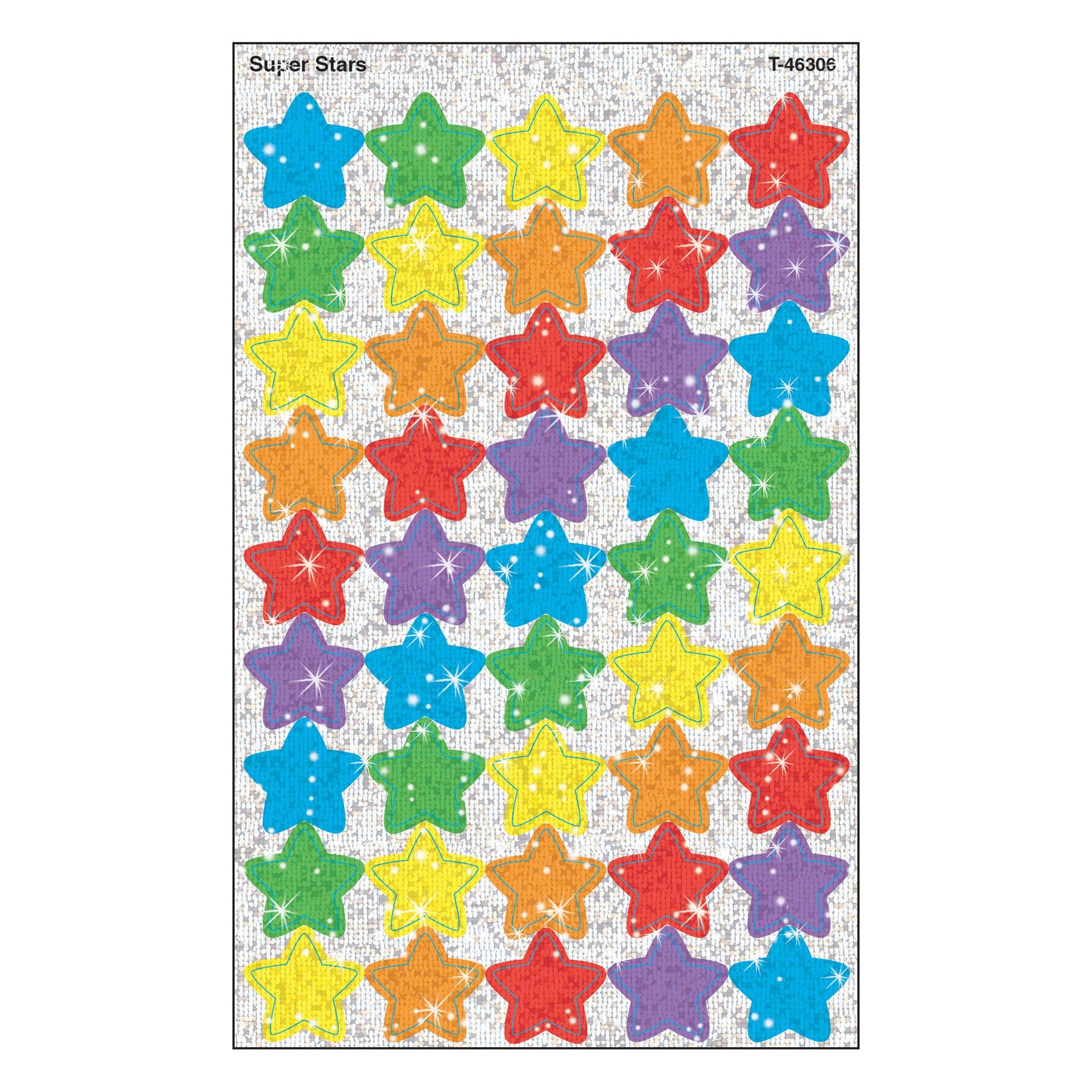 Silver Red Blue Star Sticker Strips, Stickers for Kids