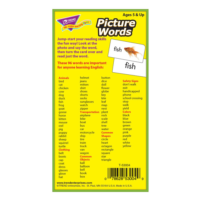 T53004 Flash Cards Picture Words Box Back