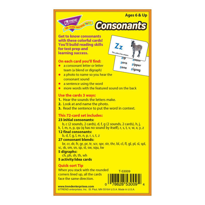 T53009 Flash Cards Consonants Box Back
