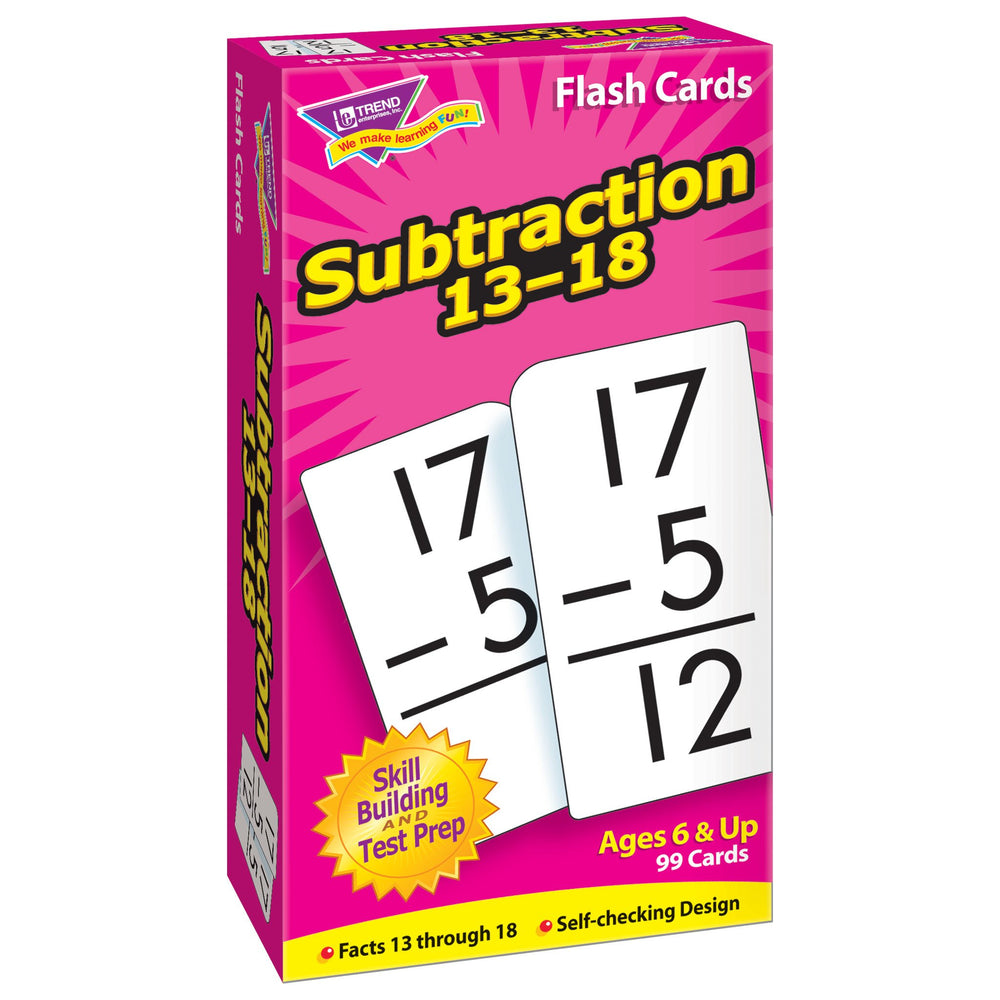 T53104 Flash Cards Subtraction 13-18 Box Left