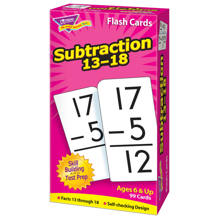 T53104 Flash Cards Subtraction 13-18 Box Right