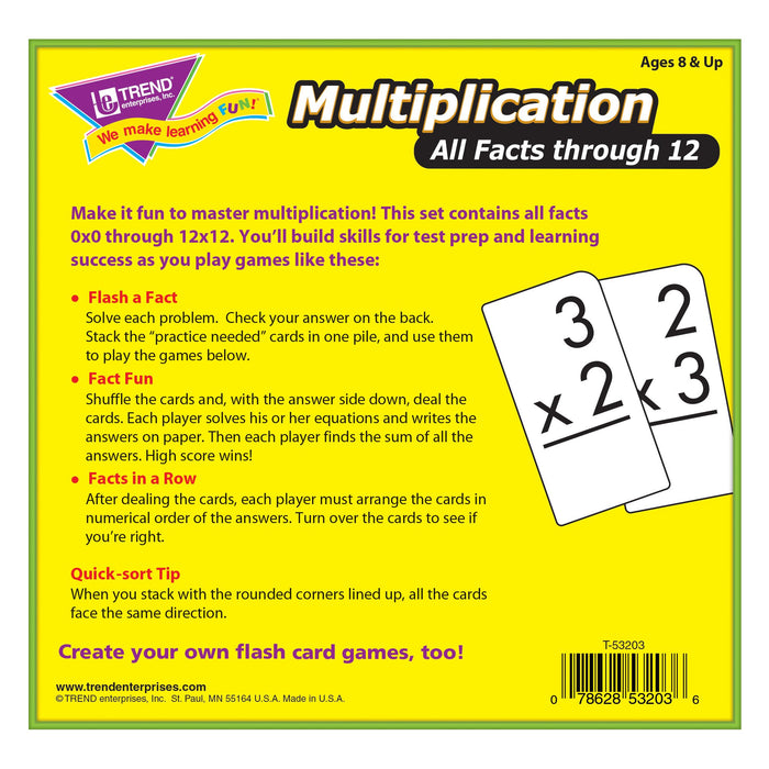 T53203 Flash Cards Multiplication Box Back