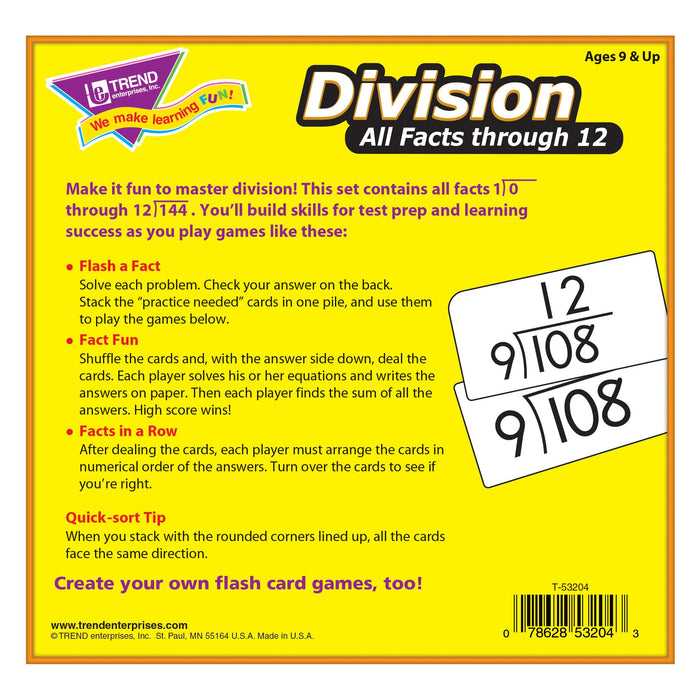 T53204 Flash Cards Division Box Back