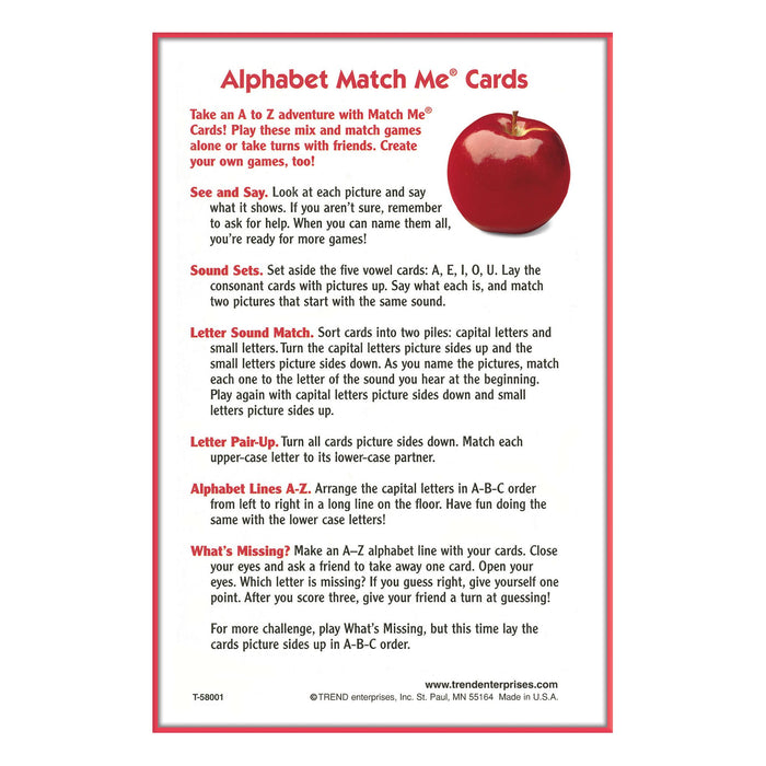 T58001 Matching Flash Cards Alphabet Box Back