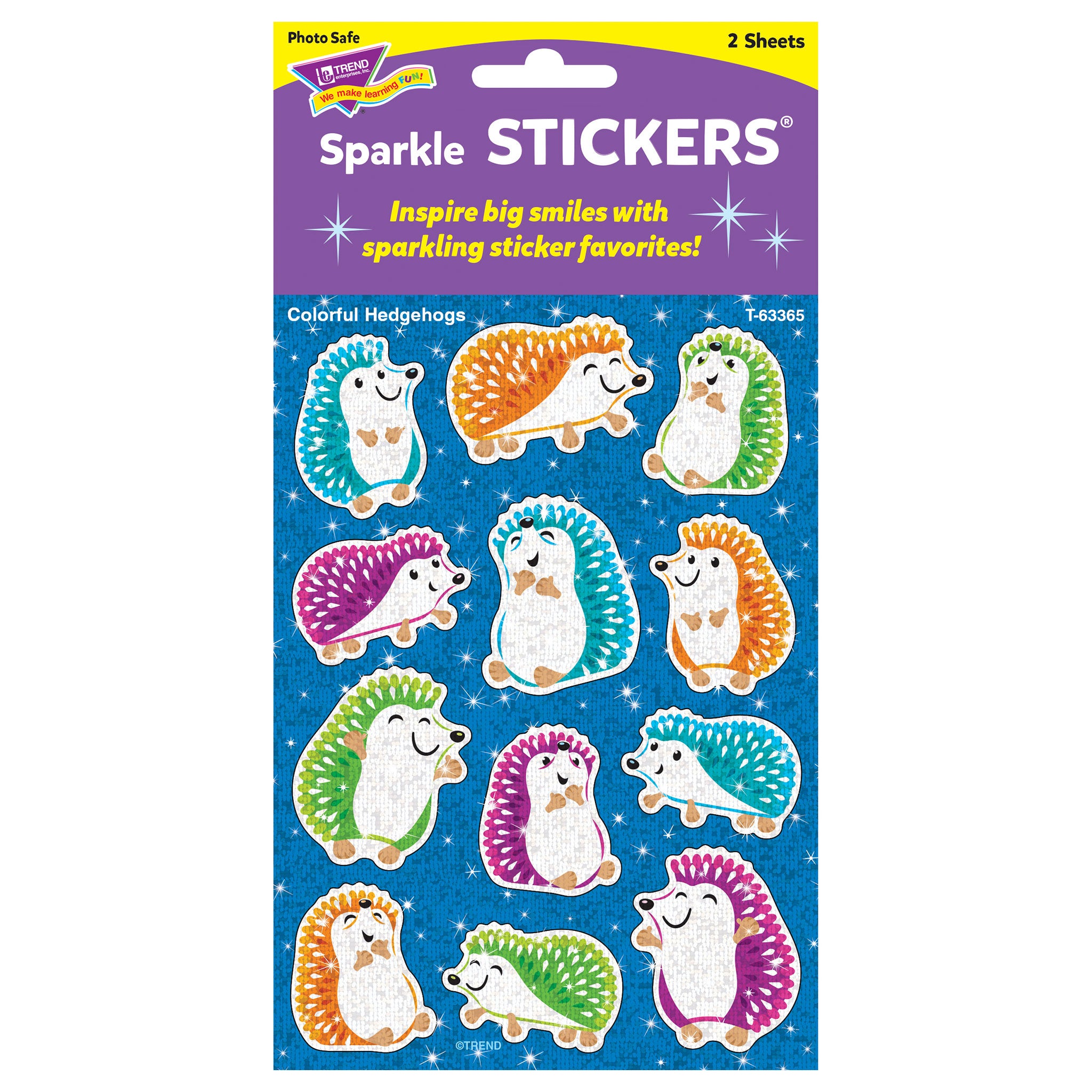 Colorful Hedgehogs Sparkle Stickers® – Large