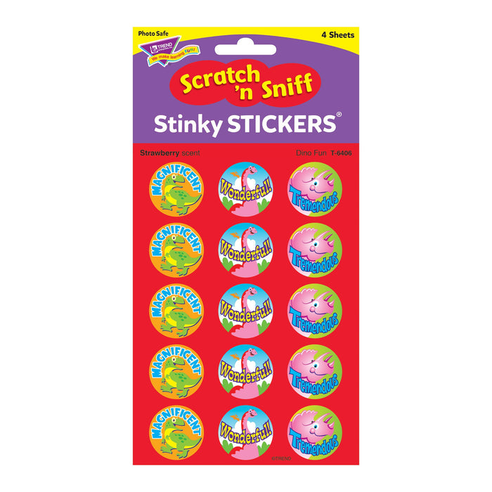 T6406 Stickers Scratch n Sniff Strawberry Dinosaur Package