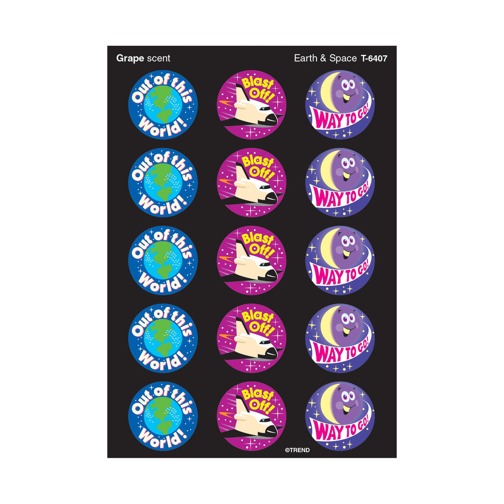 T6407 Stickers Scratch n Sniff Grape Earth Outer Space