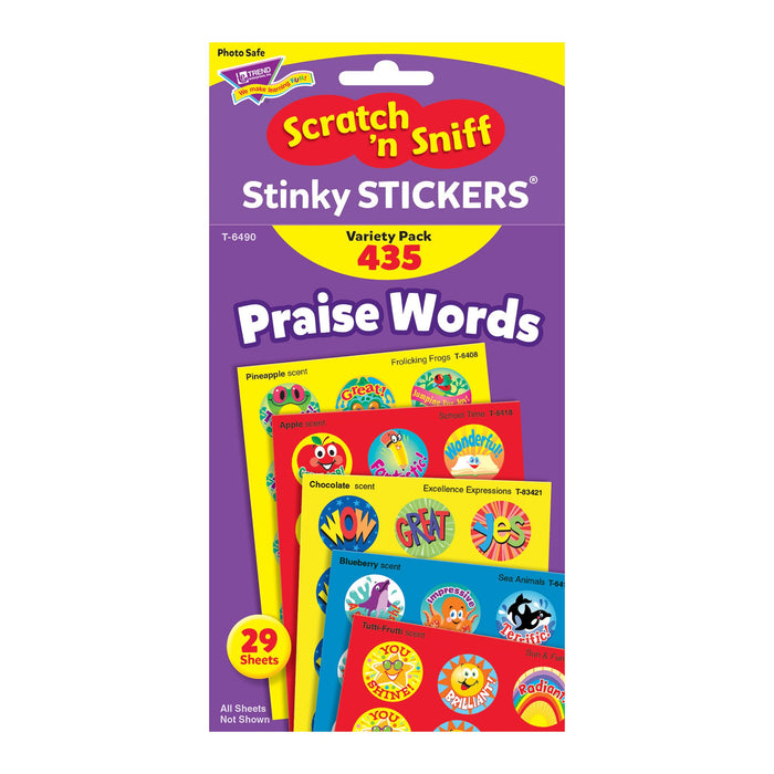 T6490 Sticker Scratch n Sniff Variety Pack Praise Words Package