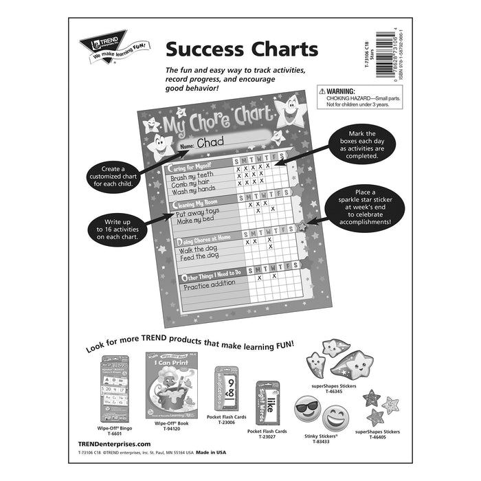 T73106 Incentive Chore Chart Stars Package Back