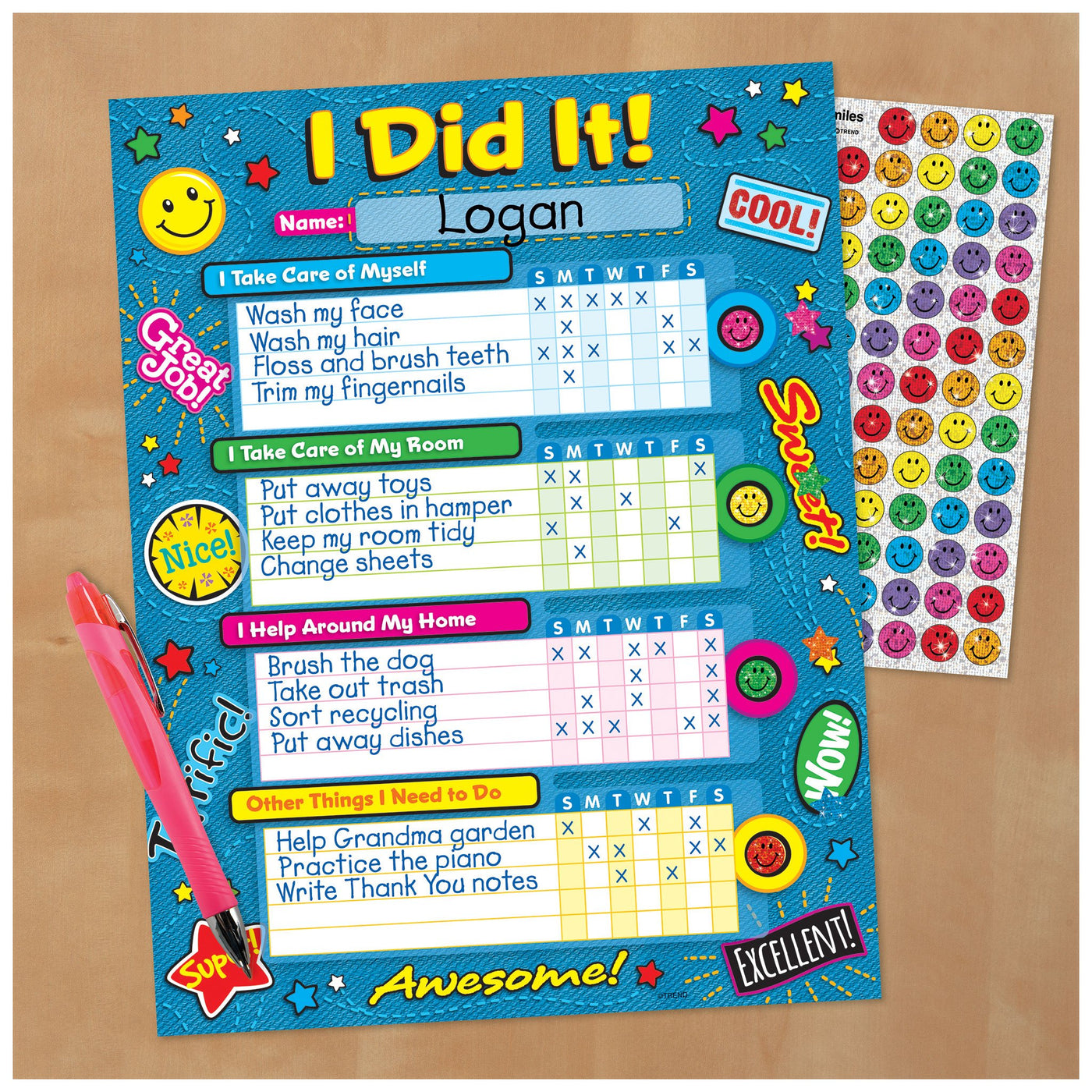 Program Chart Stickers Goal Chart Emoji Stars Success Charts/Chore Charts 100 Free Sparkle ...