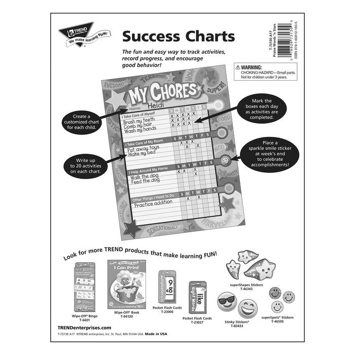 T73130 Incentive Chore Chart Praise Words Star Package Back
