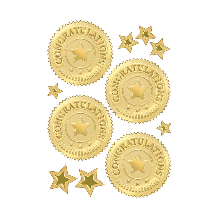 T74011 Stickers Award Seal Congratulations Gold