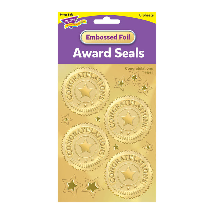 T74011 Stickers Award Seal Congratulations Gold Package