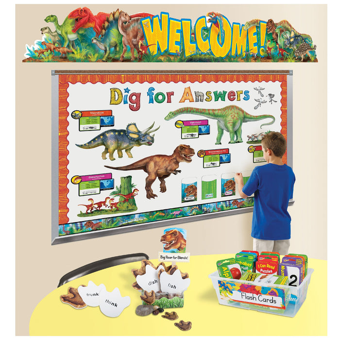 T77022 Library Pockets Reptile Green Dinosaurs Classroom