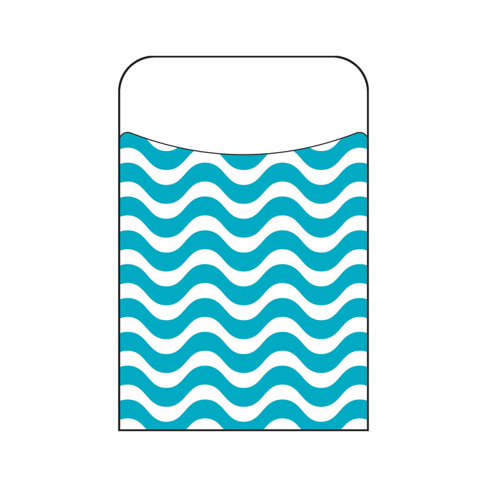 T77041 Library Pockets Wavy Teal