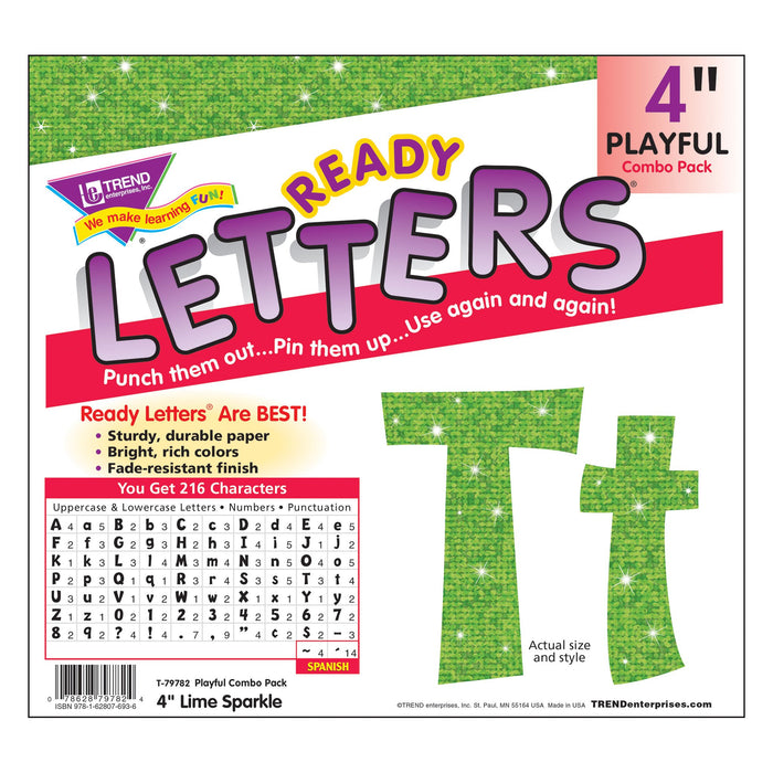 T79782 Letters 4 Inch Playful Lime Sparkle Package