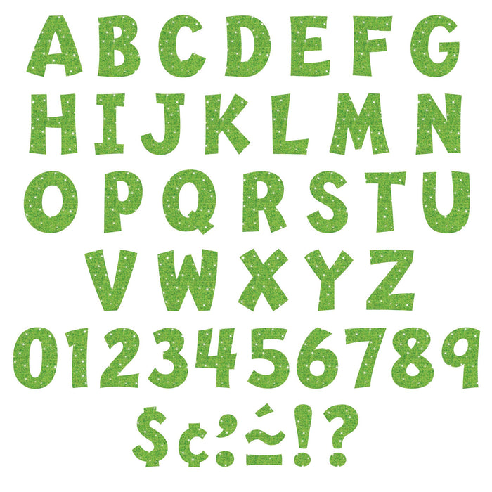 T79782 Letters 4 Inch Playful Lime Sparkle Alphabet