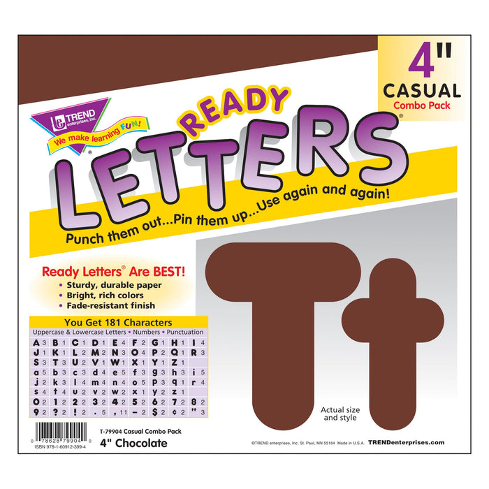 T79904 Letters 4 Inch Casual Combo Chocolate Package