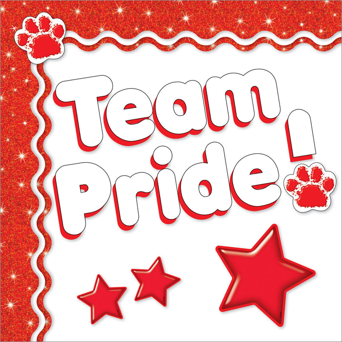 White and red school team color bulletin board decorations