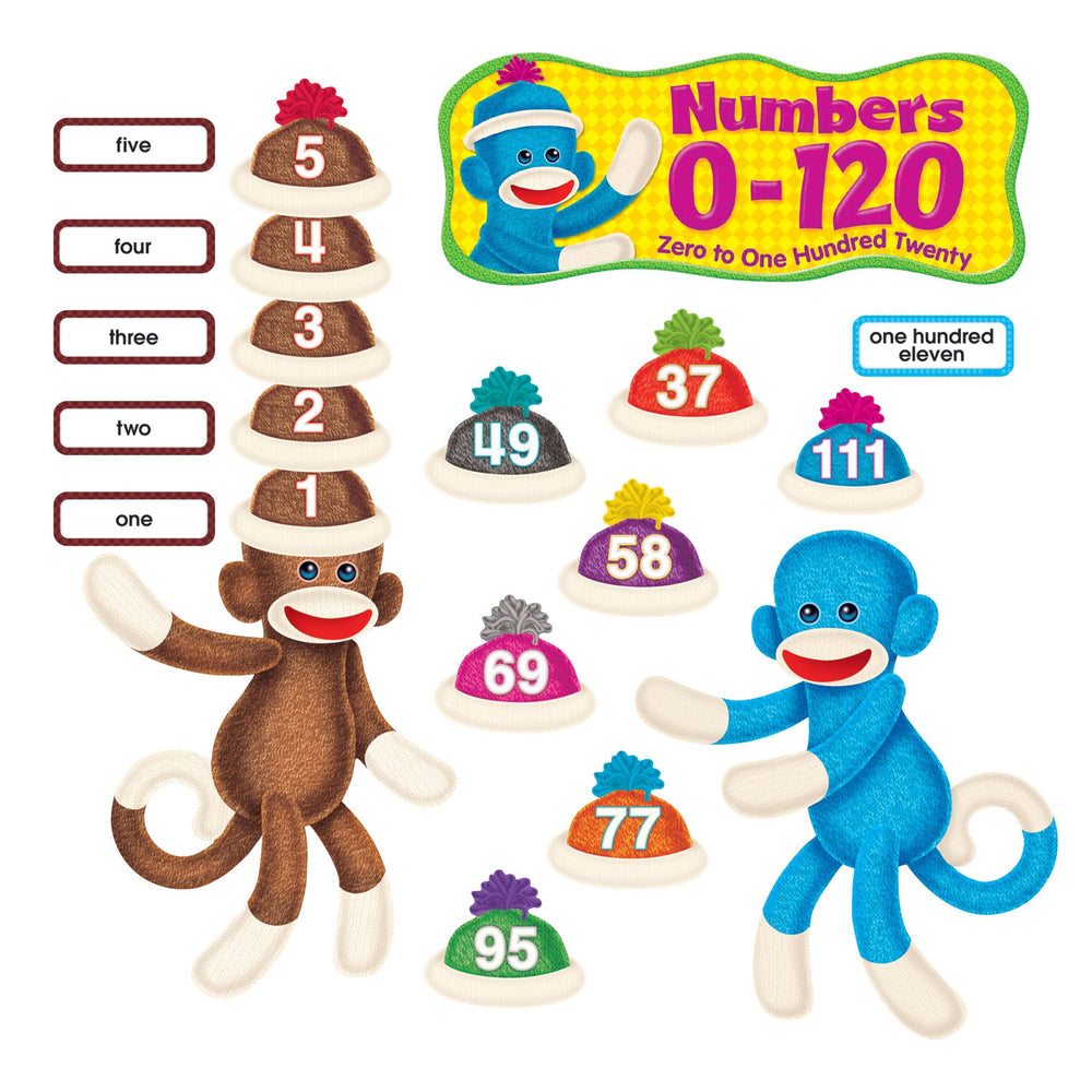 T8298 Bulletin Board Sock Monkey Numbers 0 120
