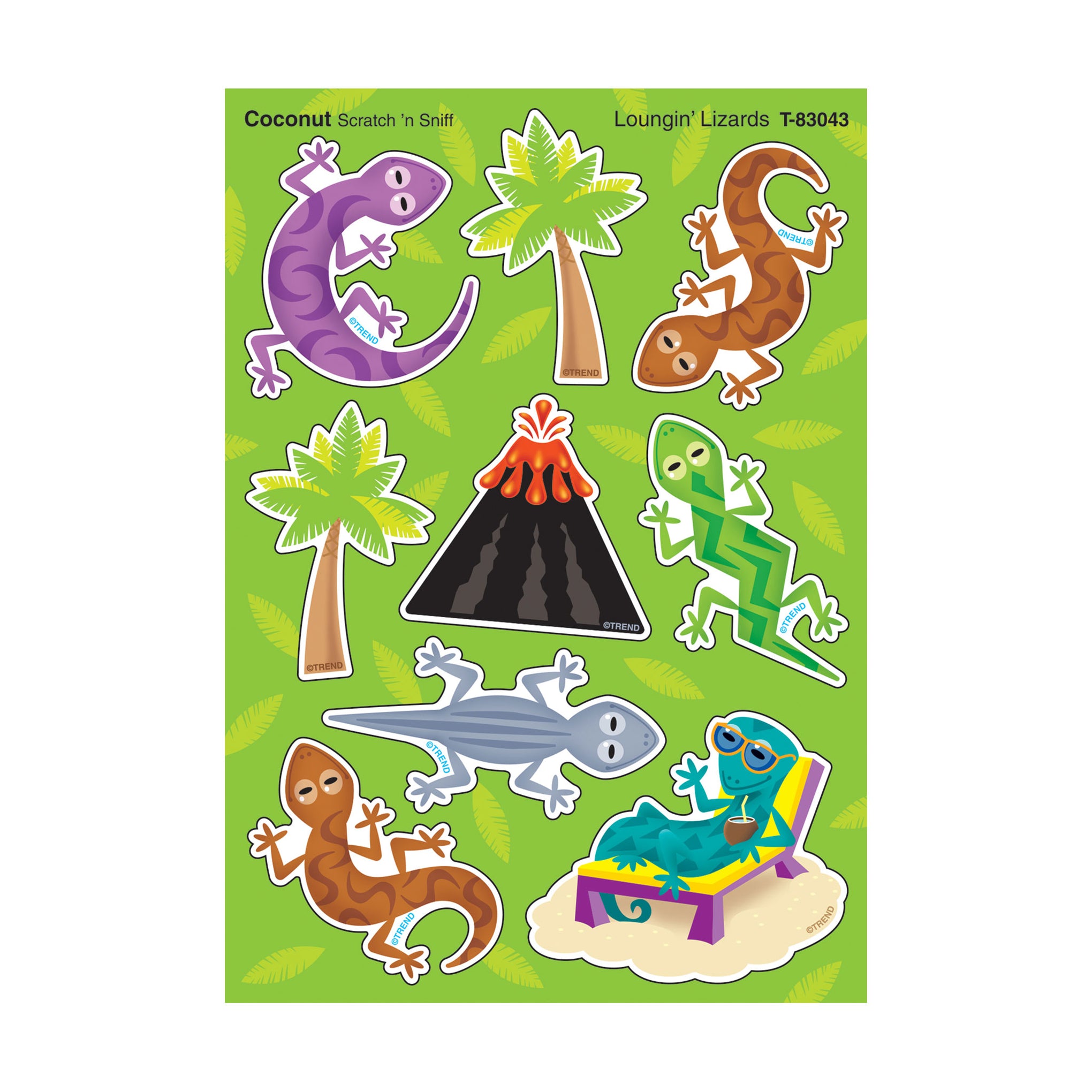 Scratch n Sniff Stinky Stickers Loungin Lizards, Coconut scent T83043 ...
