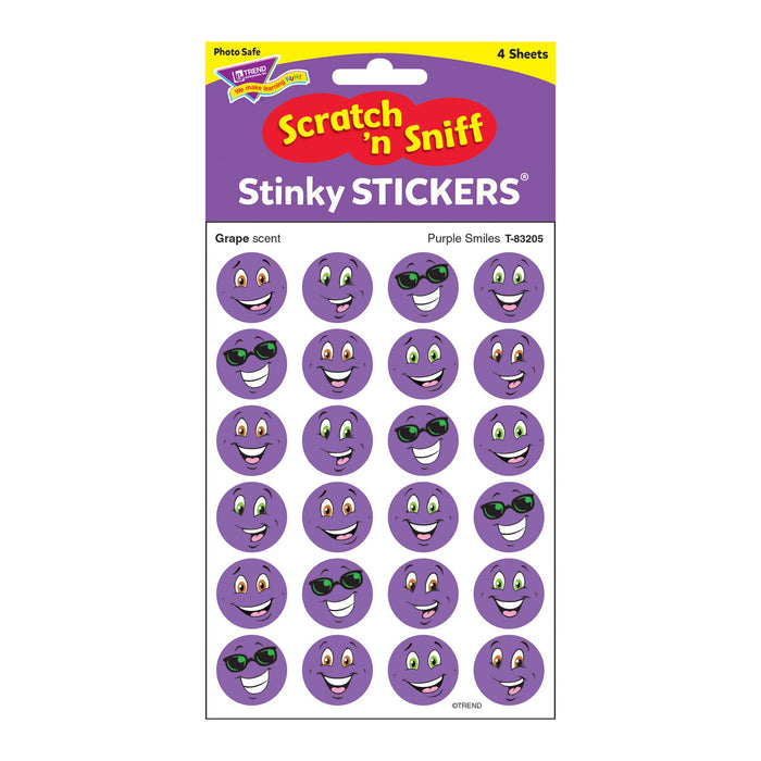 T83205 Stickers Scratch n Sniff Grape Purple Smile Package
