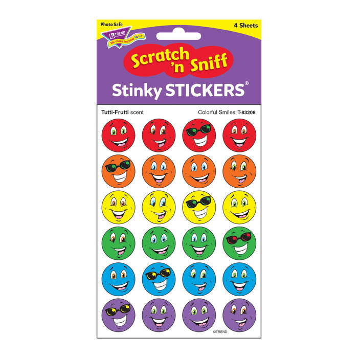 T83208 Stickers Scratch n Sniff Tutti Frutti Colorful Smiles Package