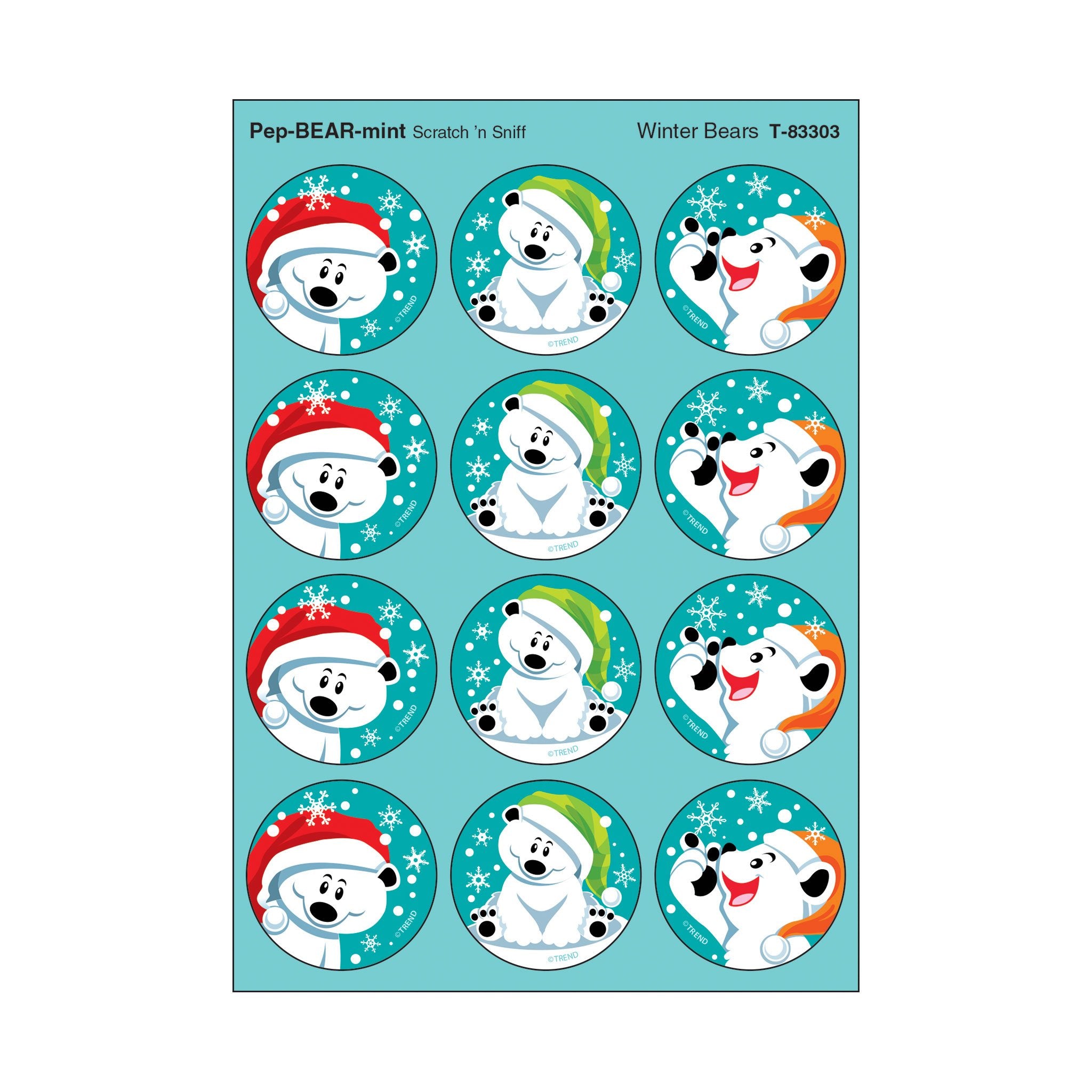 T83303 Stickers Scratch n Sniff Peppermint Winter Bears