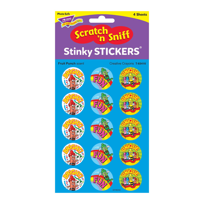 T83416 Stickers Scratch n Sniff Fruit Punch Crayons Package