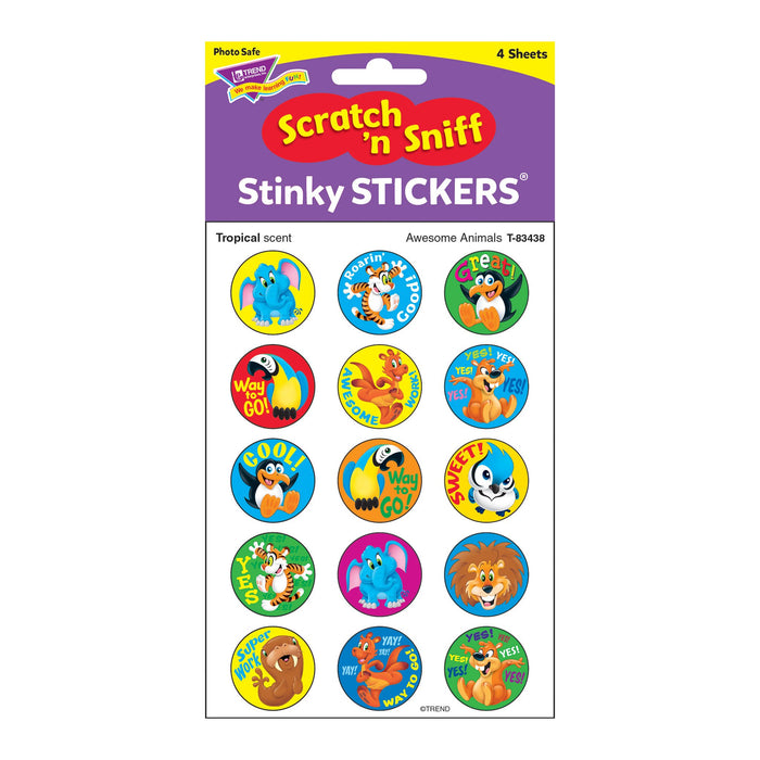 T83438 Stickers Scratch n Sniff Tropical Animals Package