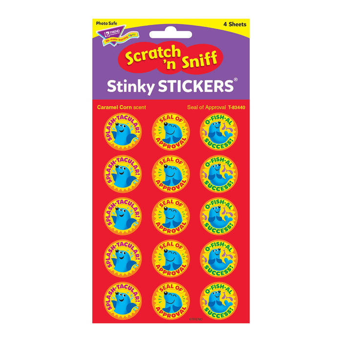 T83440 Stickers Scratch n Sniff Caramel Corn Seal Approval Package