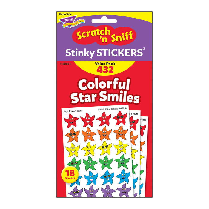 T83904 Sticker Scratch n Sniff Value Pack Color Star Smiles Package