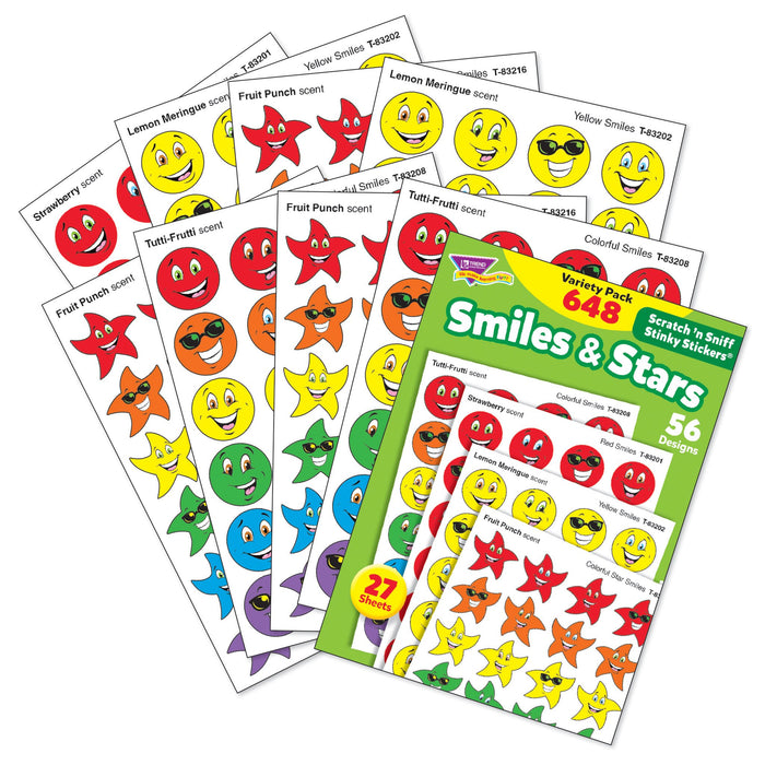 T83905 Sticker Scratch n Sniff Variety Pack Smiles Stars