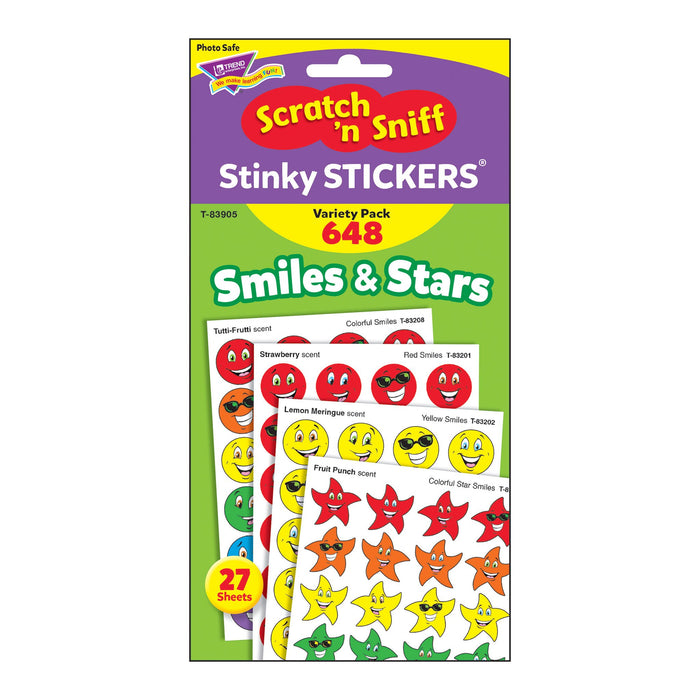 T83905 Sticker Scratch n Sniff Variety Pack Smiles Stars Package