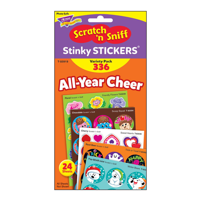 T83919 Sticker Scratch n Sniff Variety Pack All Year Cheer Package