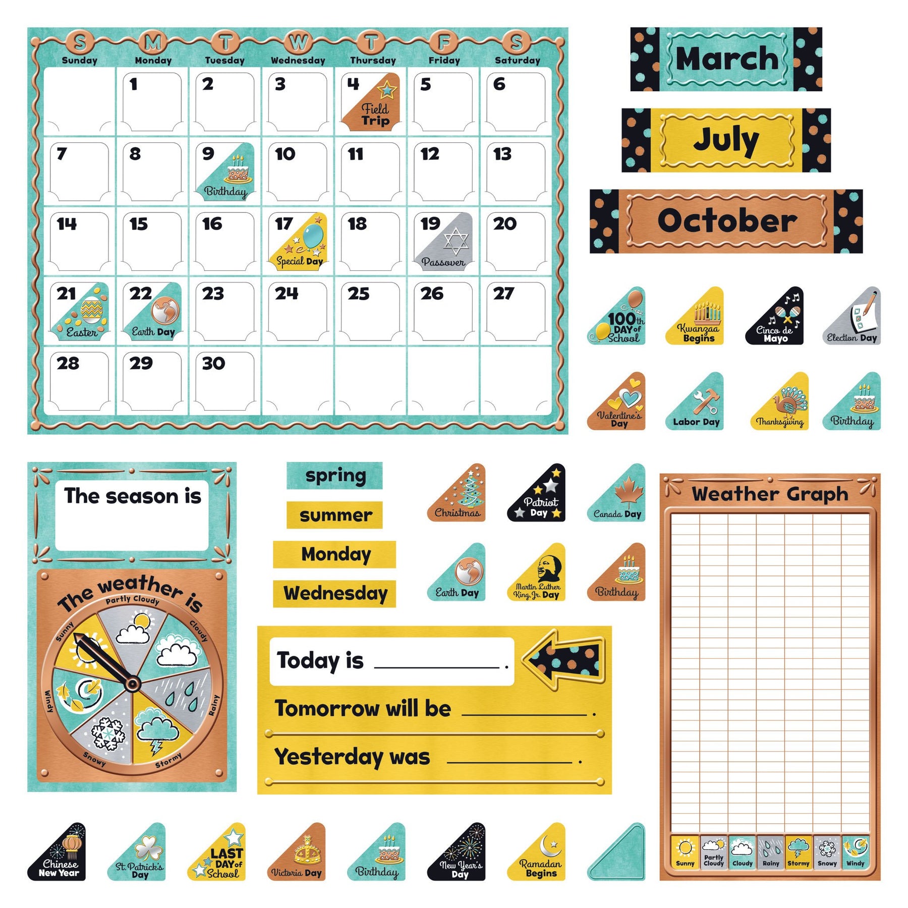 Bulletin Board Set I Heart Metal Calendar T8425 — TREND enterprises, Inc.