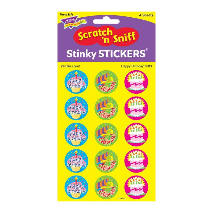 T927 Stickers Scratch n Sniff Vanilla Happy Birthday Package